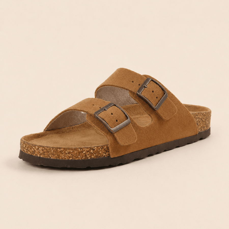 The Premium Suede Sandal in Camel