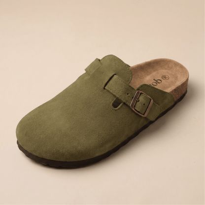 The Classic Suede Clog in Army Green